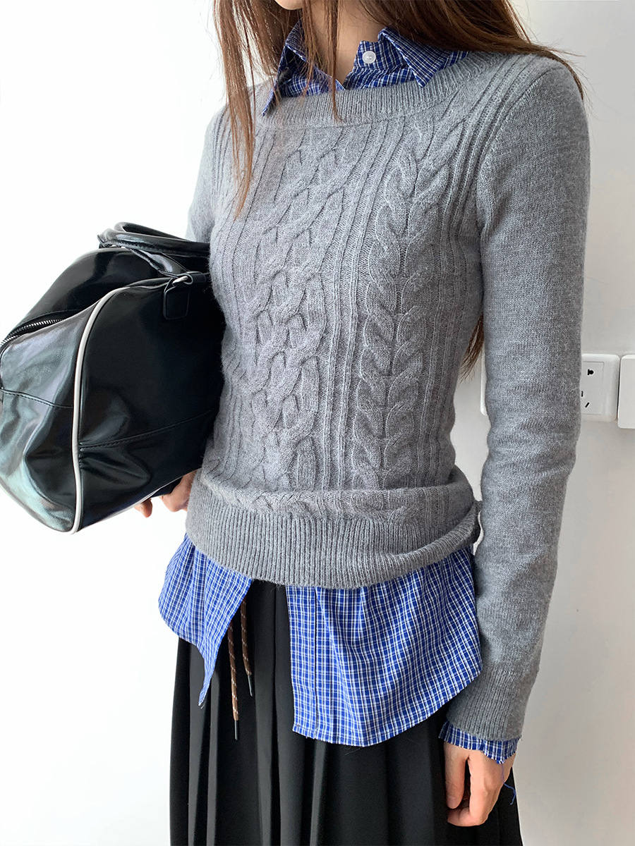 Dorothy South Korea Gentle Elegant Lazy Style Inner Long-sleeved Knitted Base Shirt Women's All-match Long-sleeved Twist Sweater