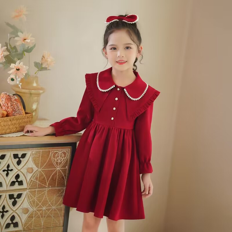 Girls' Autumn dress New Stylish Princess Dress Spring and Autumn Fashionable Stylish Children's Wear Autumn and Winter Skirt