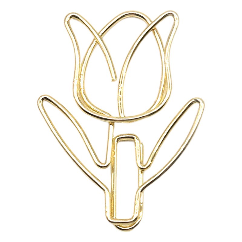 Tulip Paper Clip Flower Creative Cartoon Cute Stationery Paper Clip Office Shape Special-Shaped Metal Paper Clip