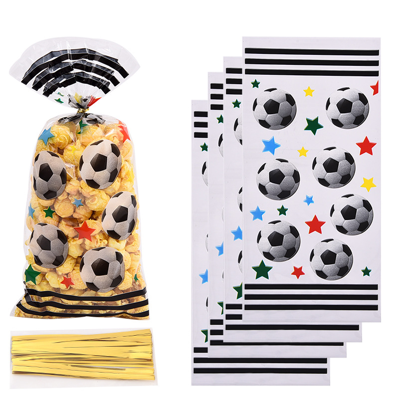 Football pattern opp flat pocket sports series small fresh gift bag rugby gift packaging bag wholesale