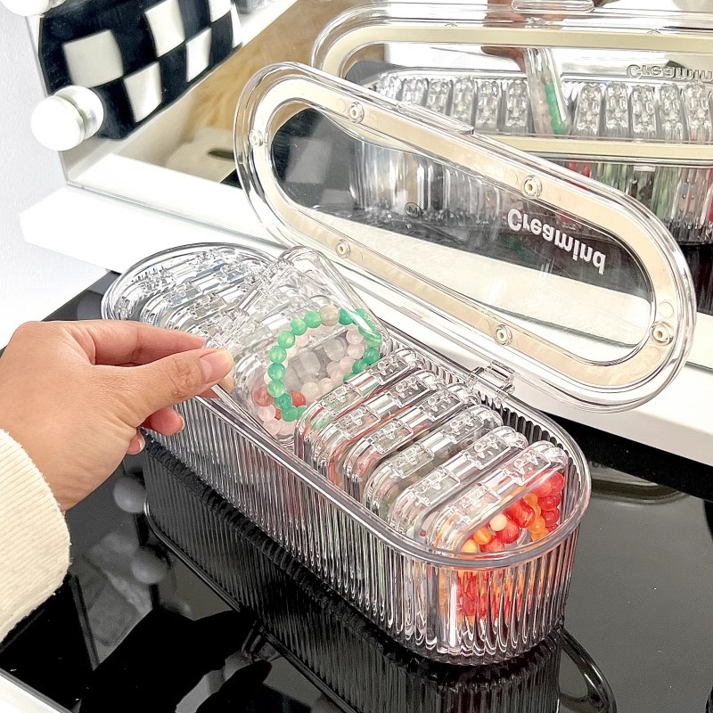 Picture of Handstring Storage Box Transparent Acrylic Crystal Beaded Bracelet Special Sealed Box Anti-oxidation Portable Jewelry Box