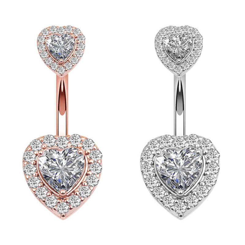 Picture of European and American New Love Navel Ring Creative Zircon Navel Button Navel Ring Piercing Jewelry