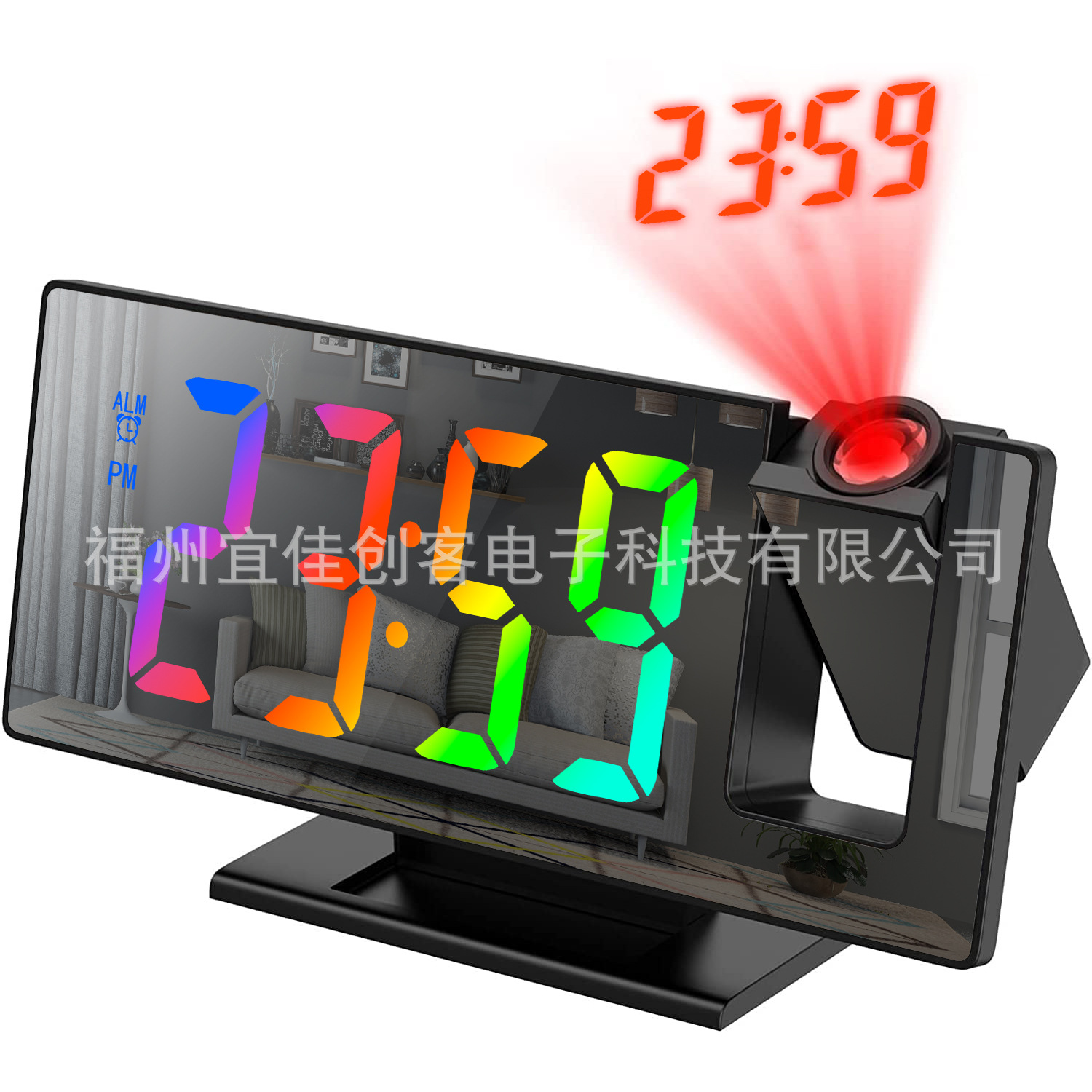 Projection Alarm Clock 2023 New Mirror Color Screen Display Snooze Clock Multifunctional Smart Electronic Clock Digital Desk Clock