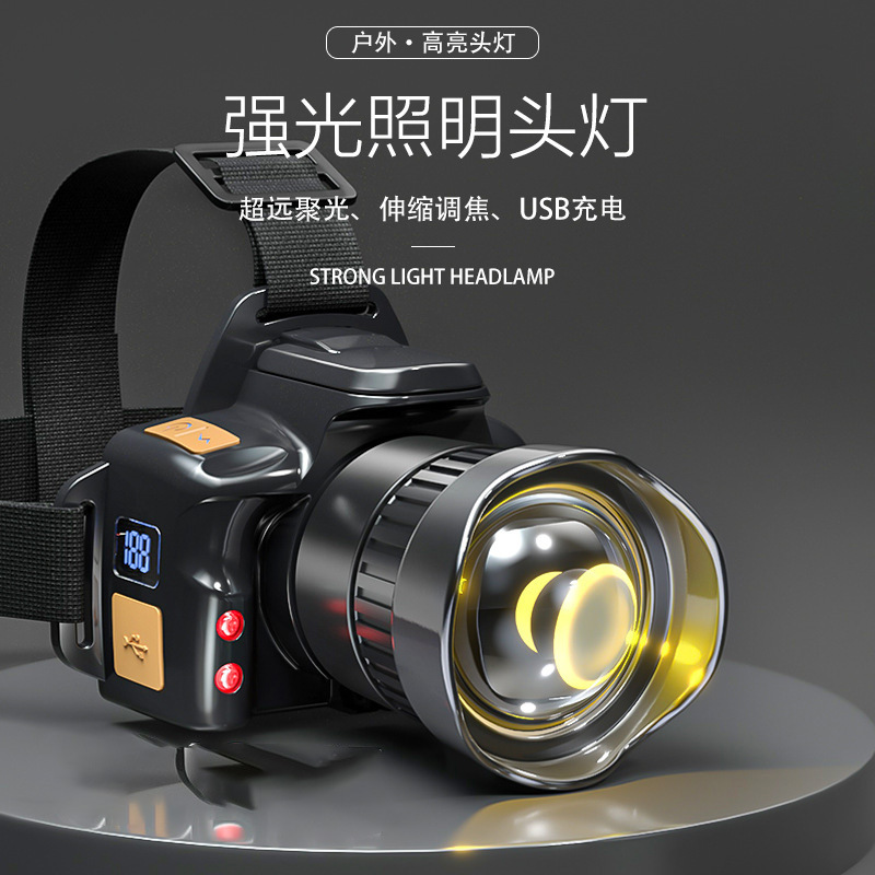 New Camera Strong Light Induction Headlamp Home Outdoor Zoom Long Range Charging Long Endurance Night Riding Adventure Night Fishing