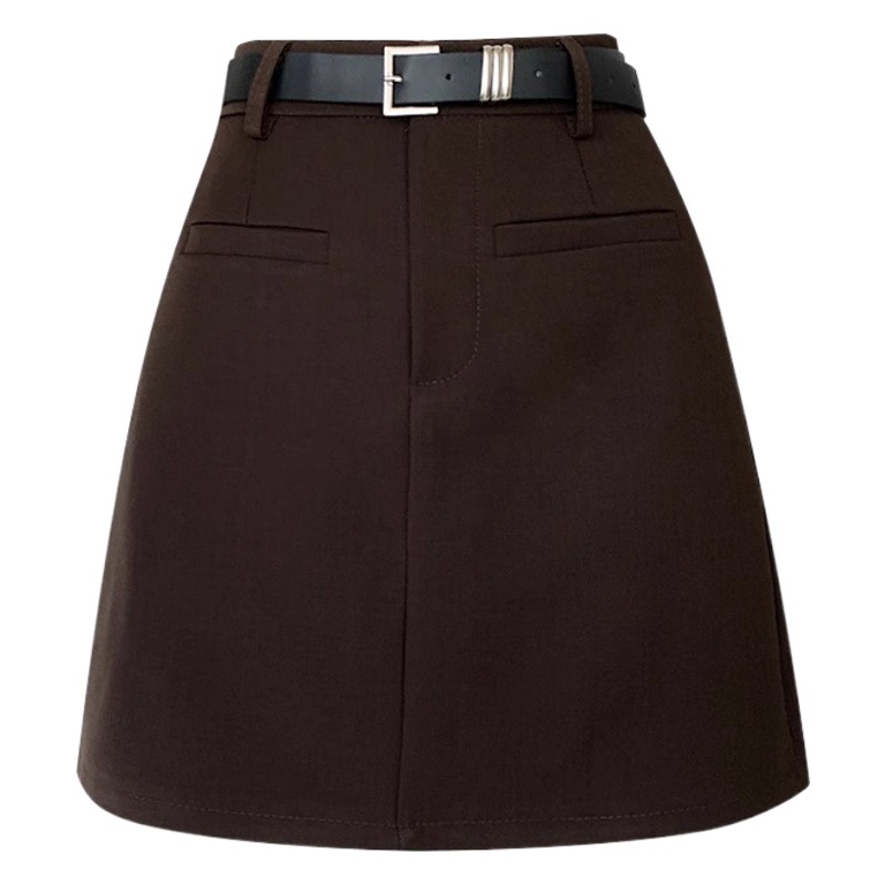 Grey Suit Skirt Women's Spring High Waist Skirt 2024 New A- word Step Small Korean-style Hip Skirt