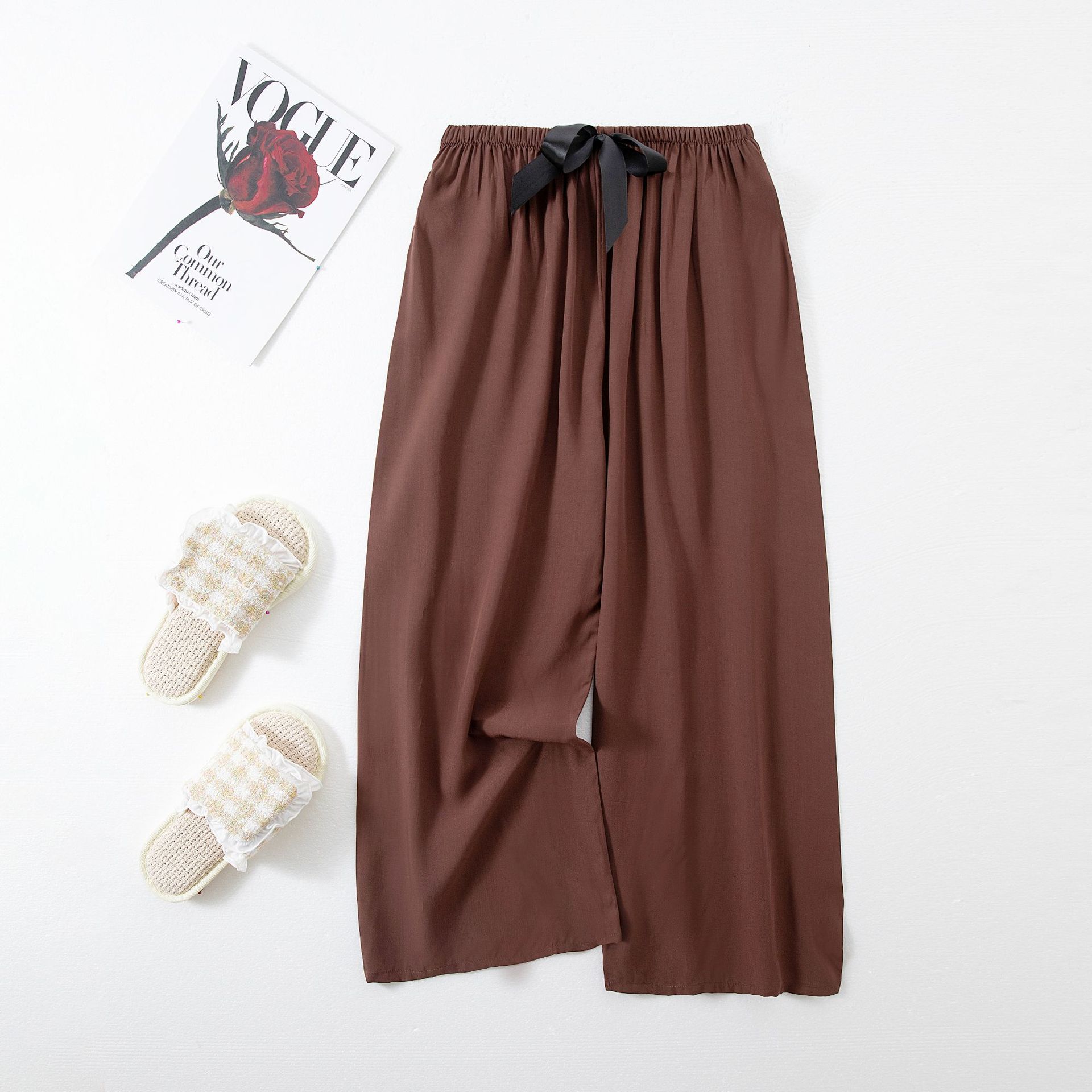 Picture of Cotton Silk Pajama Pants Women's Summer Thin Black and White Cartoon Style Wide Leg Pants Large Size Loose Outer Wearing Foreign Trade Beach Pants