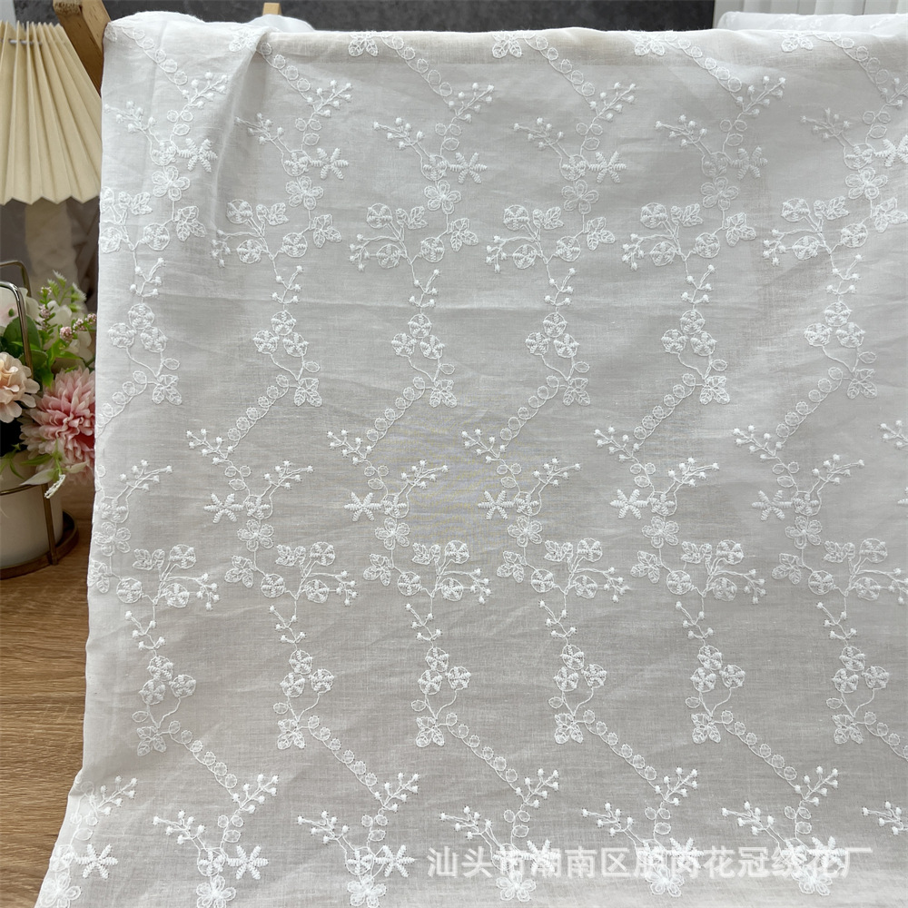 Cotton Lace Embroider Fabric 9088 Pure Cotton Summer Embroider Fabric DIY Women's Embroider Water-Soluble Cotton Fabric