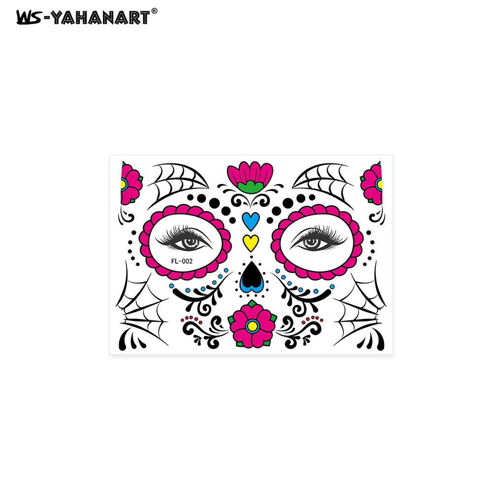 Picture of 2023 Cross-border New Halloween Funny Face Tattoo Sticker Masquerade Dead Dead Face Tattoo Sticker