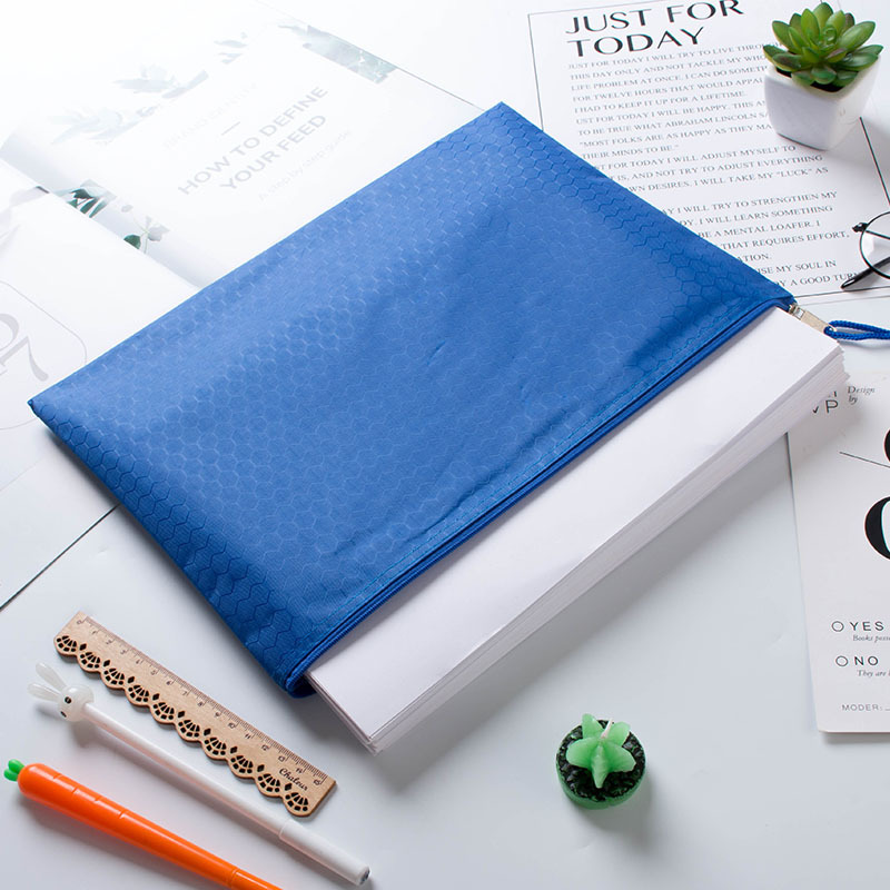 Picture of Oxford cloth football pattern zipper bag waterproof material file bag student tutorial bag a4 file bag printable logo