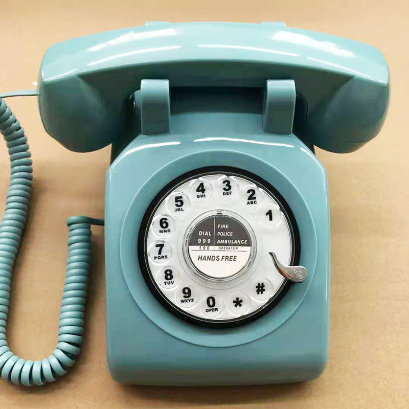 Picture of Telephone European Retro Style Home Antique Landline Old-Fashioned Telephone Office Antique American-Style Rotary Dial Telephone