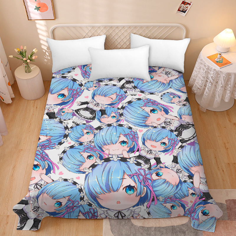 Picture of Anime Two-Dimensional Anime Rem Picture Gentleman 3D Beauty Bed Bed Sheets Single Piece Student Dormitory 1.9m