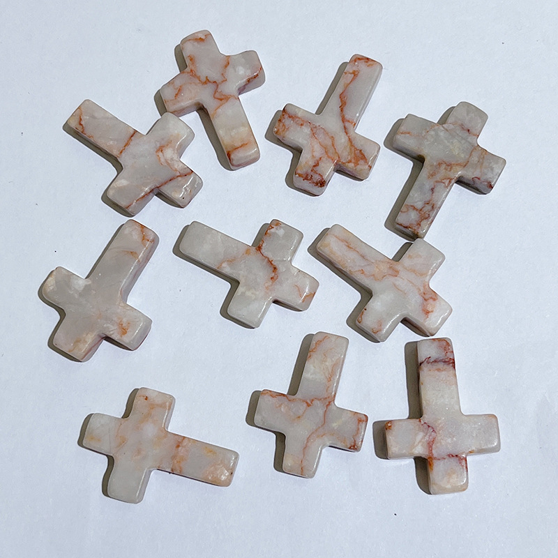 Picture of Cross-border Natural Crystal Hole-free Cross Pendant Cross Jade Necklace Accessories Hanging Ornaments Amazon