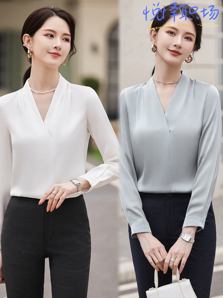 Professional White Shirt Women's Spring Clothes New Style Temperament Goddess Fan Manager Commuter Dress Long Sleeve Shirt suit Work Clothes