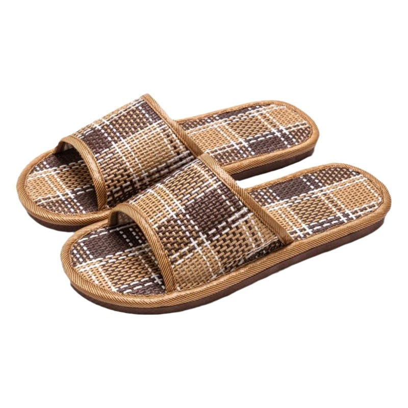 Household Rattan-woven Sandals and Slippers for Women Summer Wearing Indoor Household Straw-woven Floor Soft Bottom Non-slip plus size Sandals for Women
