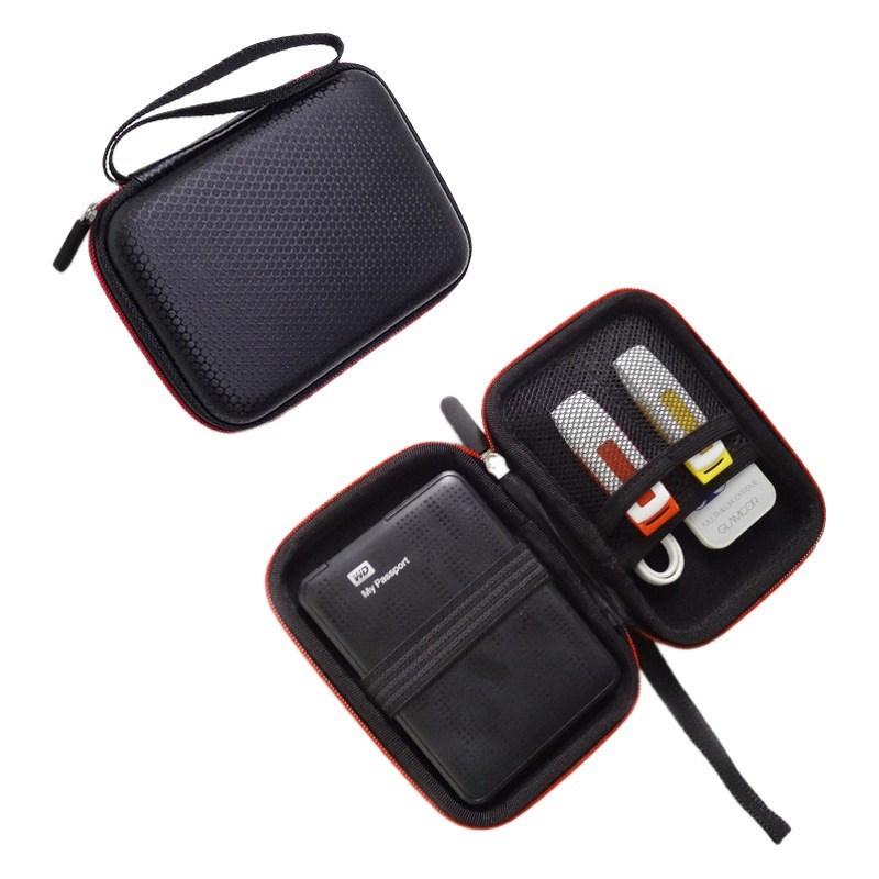 Spot leather EVA2.5 inch mobile hard disk bag gold tax disk protection bag U shield U disk storage bag finishing bag