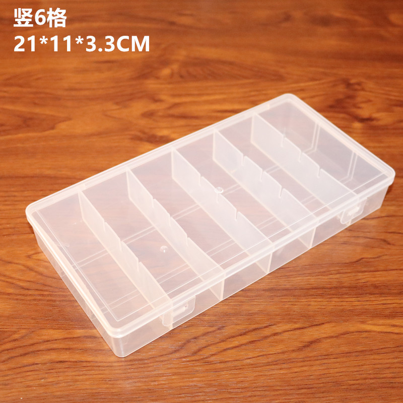 6 Lattice Lid Transparent Plastic Box Jewelry Parts Electronic Components Storage Box Removable Jewelry Bead Box Fishing Gear Box
