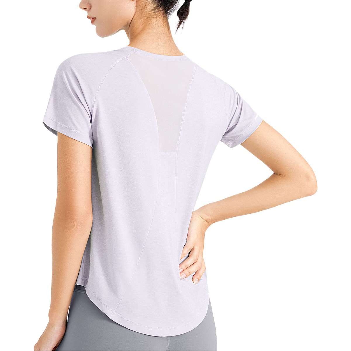 Summer Cool Sense Mesh Quick-drying Yoga Clothing Women's Top Loose Short-sleeved T-shirt Breathable Sports Running Fitness Blouse
