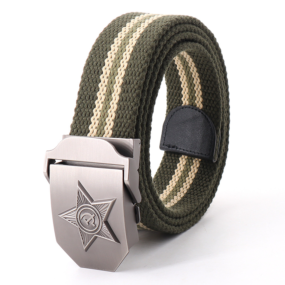 Picture of Soviet Union military emblem canvas belt belt thickened men's outdoor jeans tactical alloy manufacturers wholesale