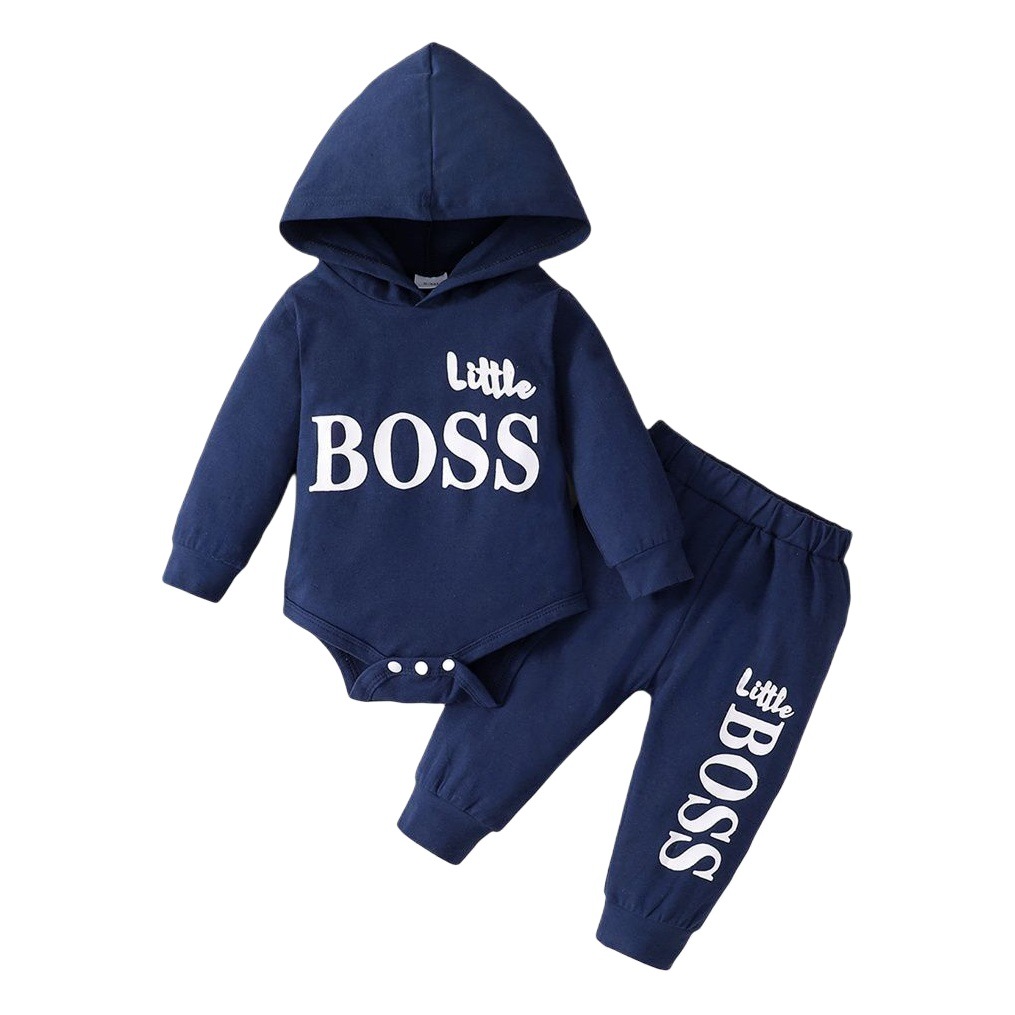 Picture of Pure Cotton Long-Sleeved Baby Hoodie Set European and American Style New Children's Spring and Autumn Solid Color Long-Sleeved Long Pants Two-Piece Set