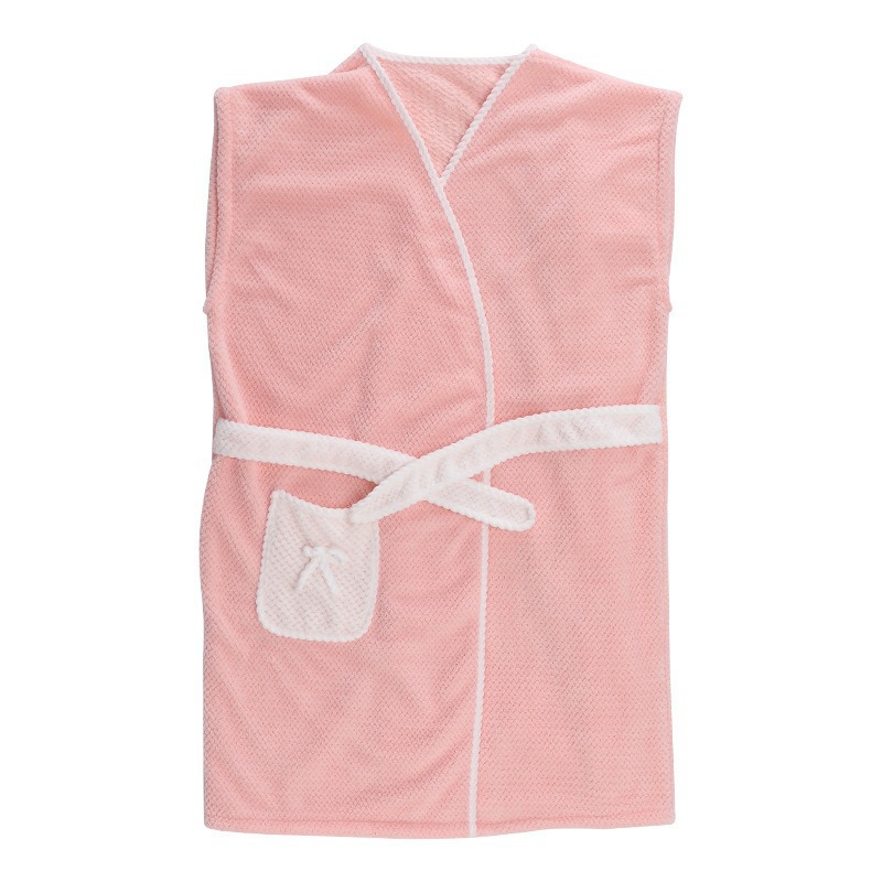 Picture of Manufacturer Wholesale Soft Coral Velvet Casual Bathrobe Household Absorbent Pineapple Plaid Strap Bath Towel Home Ladies Bath Skirt