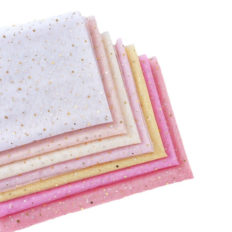 Picture of Star Moon Mesh Fabric Star Gauze Star Moon Yarn Decorative Background Gauze Skirt Yarn Sequin Soft Yarn Handmade diy