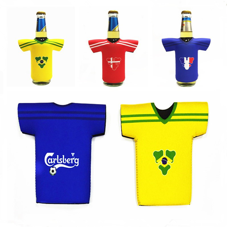 Picture of Manufacturers produce World Cup printed diving material T-shirt vest shape 330ml insulated jacket beer bottle cover