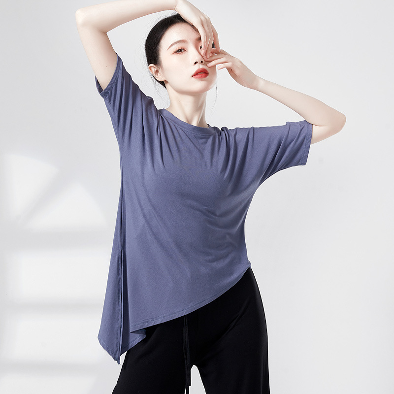 Modern Dance Practice Clothes for Men and Women, Chinese Dance Tops, Short-Sleeved Loose Adult Body Training Clothes