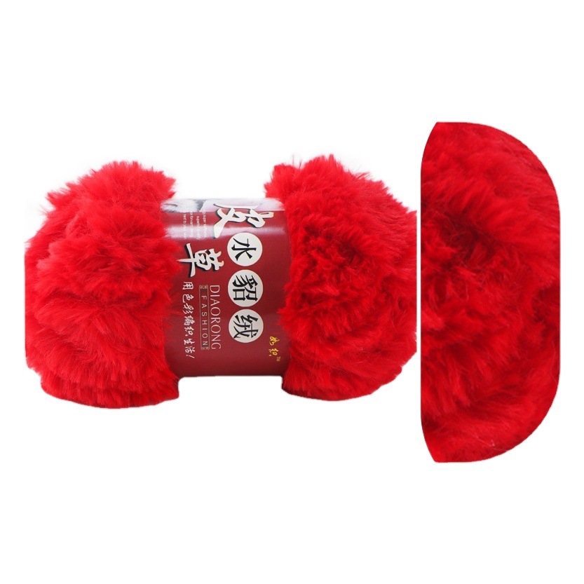Double-sided velvet wool ball imitation fur line long hair mink wool fur mink wool hand-woven thick scarf wool