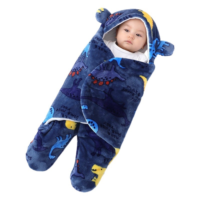 Baby swaddling towel flannel autumn and winter newborn sleeping bag baby startling coral bag baby supplies