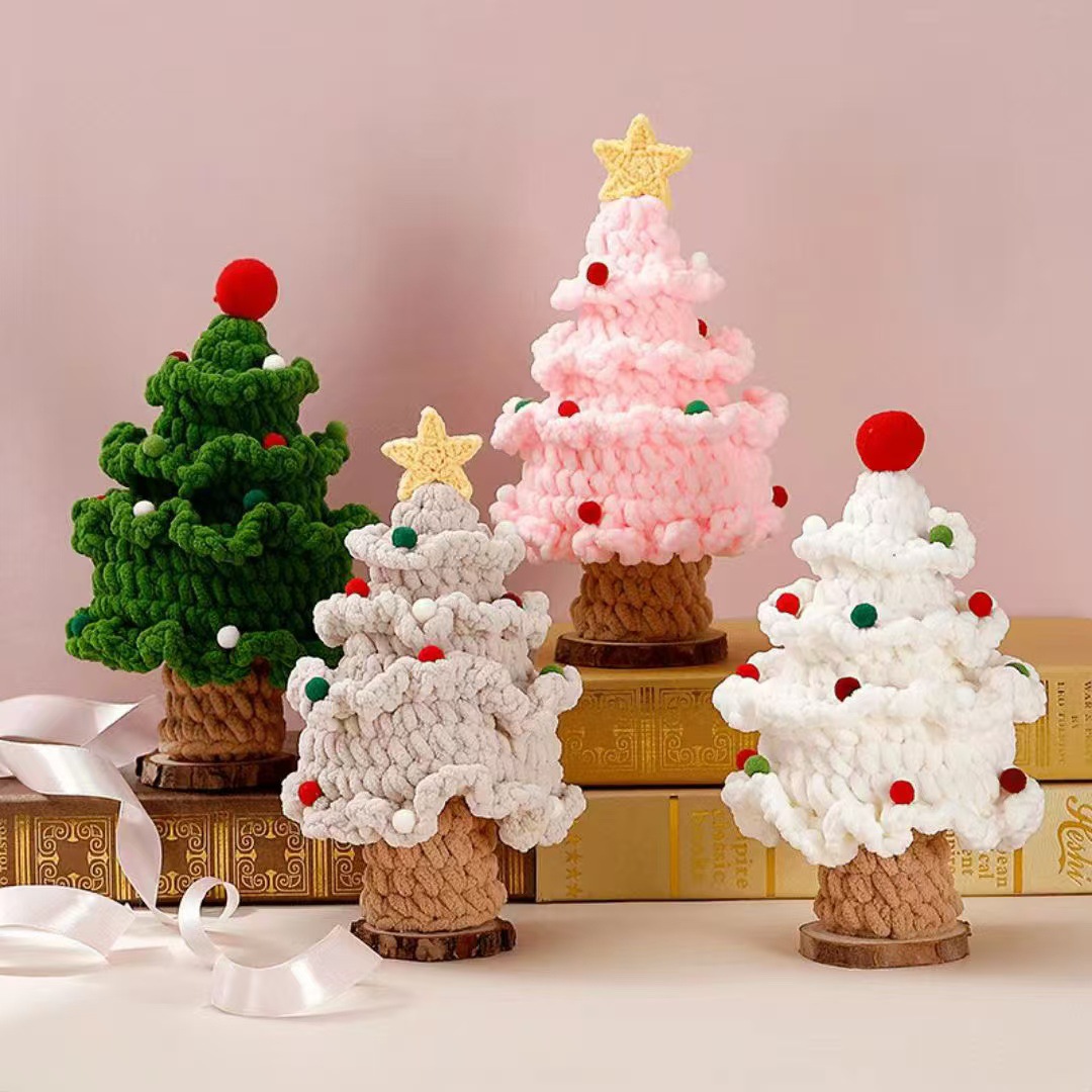 Niche Christmas Creative Gift Material Package Handmade Wool Christmas Tree Finished Crochet Needle Gift Ornaments