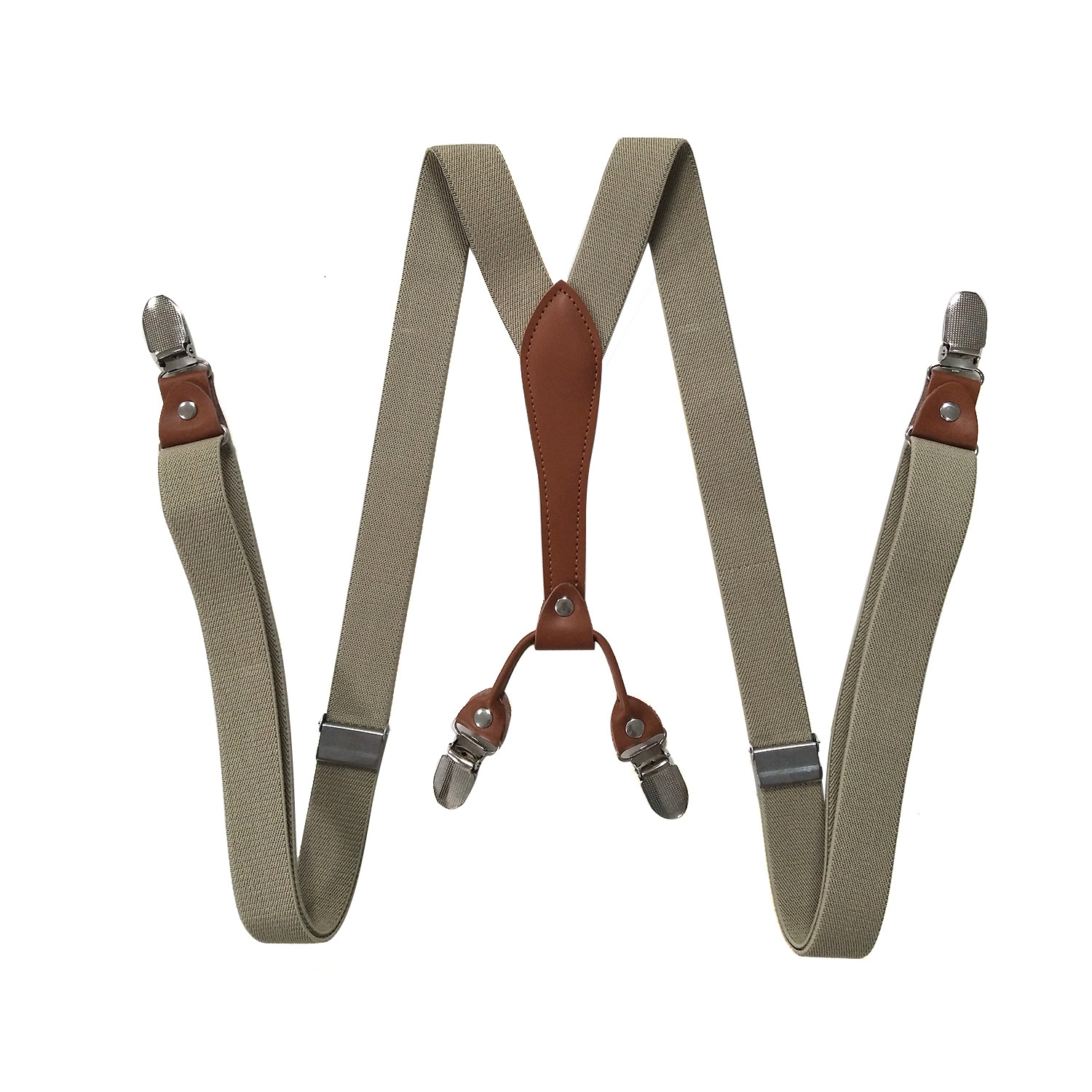 Picture of Cross-border supply 2.5cm adult 4-clip loose elastic suspenders for men and women elastic strap clip leather head