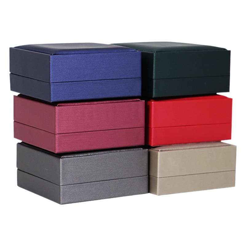 High-End Brushed Leather Single Ring Storage Box Necklace Pendant Earrings Jewelry Three-Piece Set Storage Box Wholesale