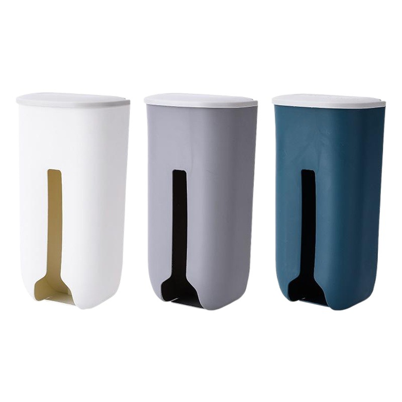 No-Drill Kitchen Flip-Top Trash Bag Storage Box, Plastic Bag Organizer, Pull-Out Wall-Mounted Storage