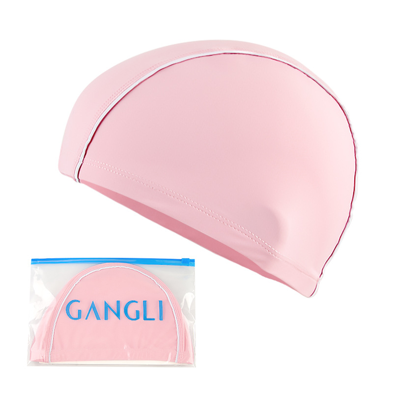 Picture of Swimming cap adult cloth cap swimming cap polyester nylon four needle six thread unisex large swimming belt paper card wholesale