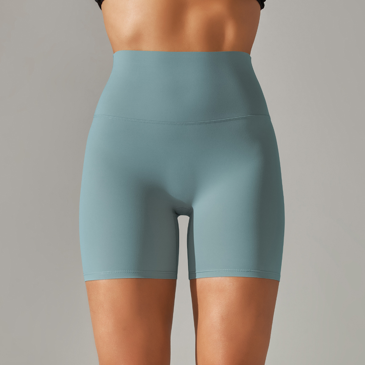 Picture of Spring and Summer New Solid Color Yoga Shorts Double-Sided Brushed Tight-Fitting High-Waist Elastic Sports Fitness Three-Point Yoga Pants for Women