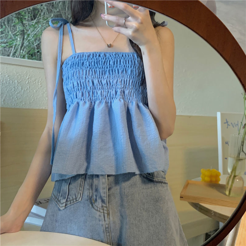Picture of Sweet and Fresh Suspender Top for Women with Summer Design, Niche Outer Wear, Super Popular Popular Age-Reducing Sleeveless Vest
