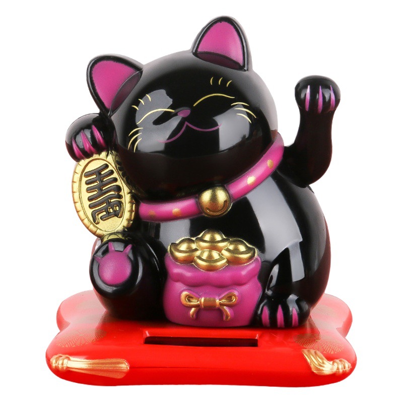 Small Cute Hand Waving Cat Creative Car Craft Gift Ornaments Solar Powered Japanese Lucky Cat