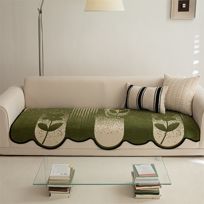 French shaped chenille sofa cushion for all seasons universal high-grade cushion non-slip dirt-resistant anti-cat scratch sofa cushion