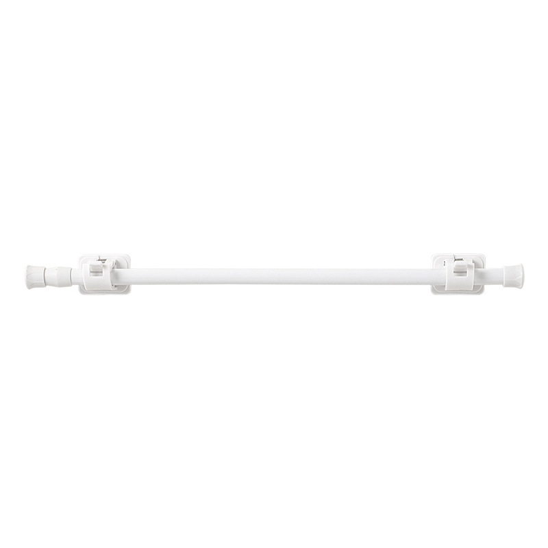 Picture of White paint non-perforated curtain telescopic rod kitchen water shoe cabinet layered Rod bathroom curtain rod clip hook support frame