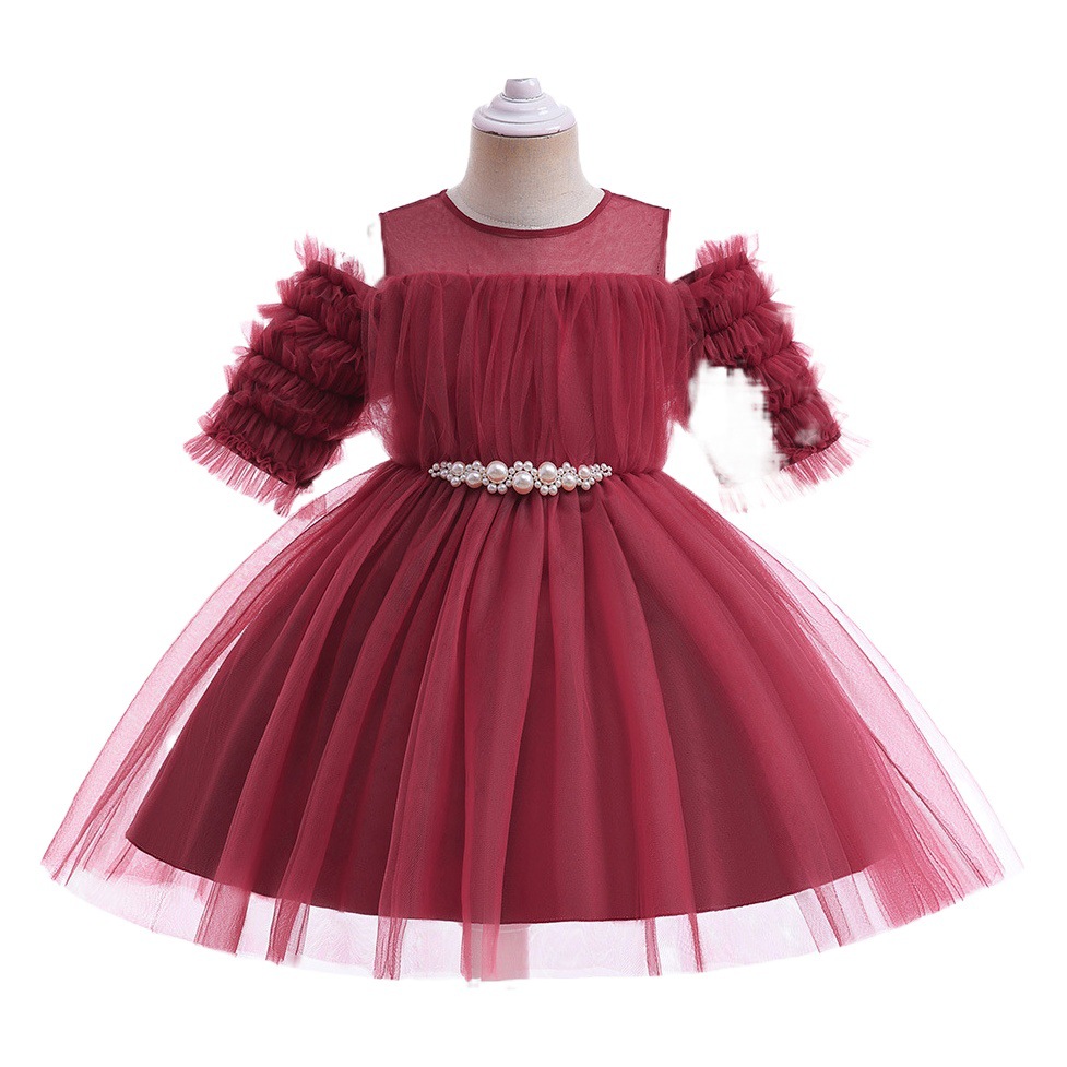 Children's Dress 2025 New European and American Girl Short-Sleeved Tutu Princess Dress Flower Girl Catwalk Piano Performance Dress