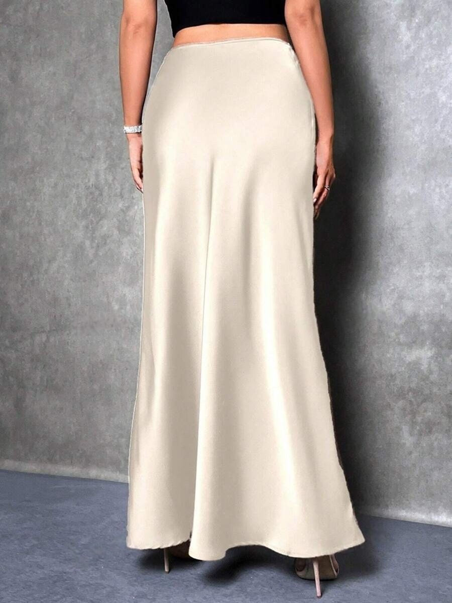 Picture of Foreign Trade Cross-Border Satin Skirt Spring and Summer New European and American Amazon Simple Imitation Silk Long Skirt Women's Clothing