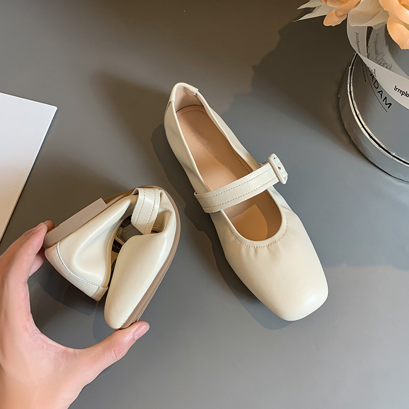 2025 Women's French Style All-Season Mary Jane Shoes with Vintage Buckle, Chunky Heel, Soft Sole, Elegant Shallow Single Shoes, Wear-Resistant and Comfortable