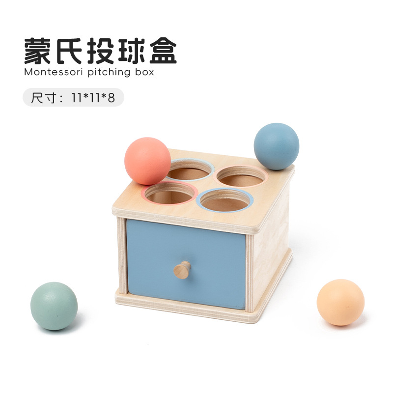 Picture of Montessori Toys 0-3 Wooden Drawer Box Kindergarten Textile Drum Target Box Montessori Early Education Educational Toys