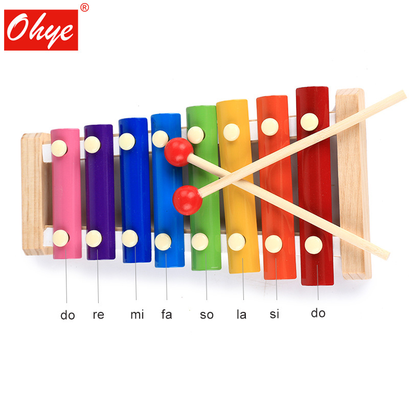 Picture of Children's wooden eight-tone accordion early education educational exercise hand-eye coordination small xylophone tapping instrument toys wholesale