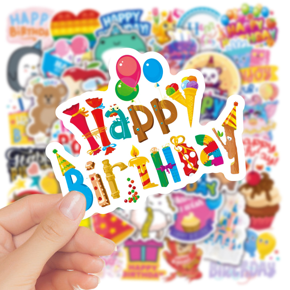 Picture of 50 birthday wishes graffiti stickers helmet DIY waterproof stickers Amazon water cup waterproof stickers