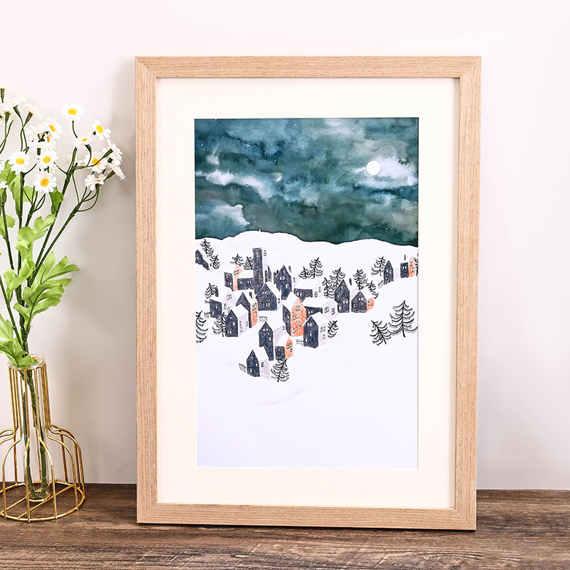 Picture of Solid wood photo frame mounting picture frame wall hanging A3 inch 16 decoration a4 inch 4 open 8K puzzle frame creative photo wall wooden