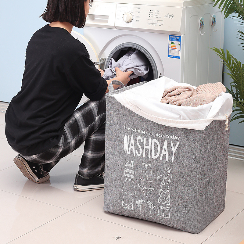 Picture of Storage Bag Big Mac Large Fabric Dirty Clothes Blue Cotton Quilt Storage Basket Household Storage Frame Clothes Finishing Storage Blue