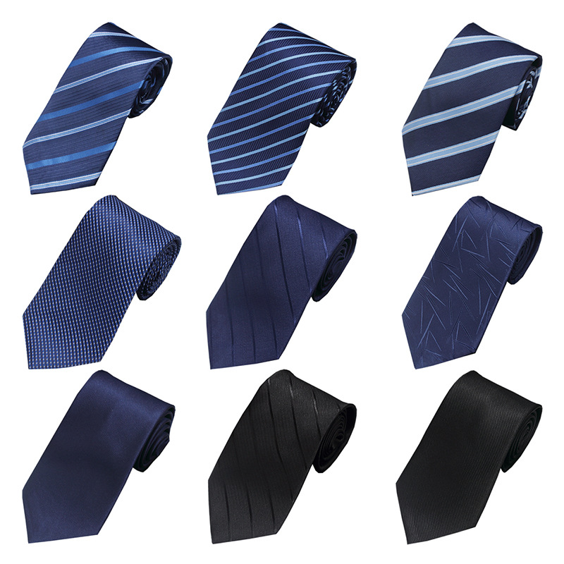 Picture of Manufacturer in stock men's business tie 8cm hand-punched professional formal wear interview striped tie men's Jacquard polyester silk