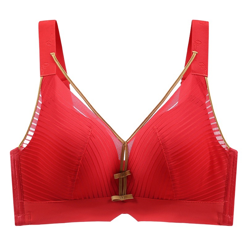 Year of birth Red new women's sexy ultra-thin chest-flattering small push-up breast-collecting anti-sagging adjustable underwear
