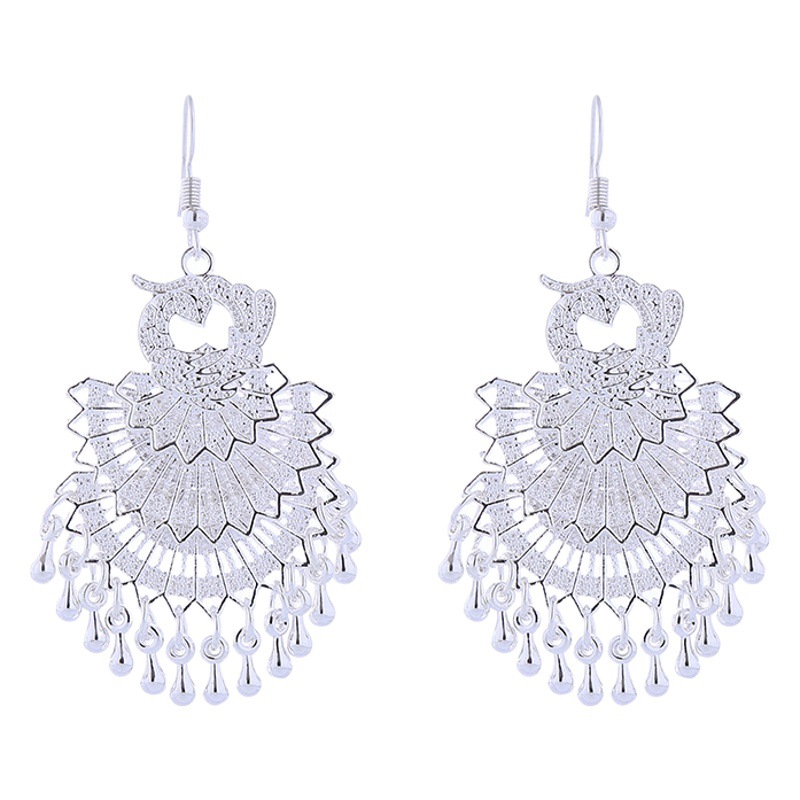 New Miao Earrings Long Tassel Minority Earrings Ethnic Style Miao Silver Stage Exaggerated Fairy Direct Selling Long